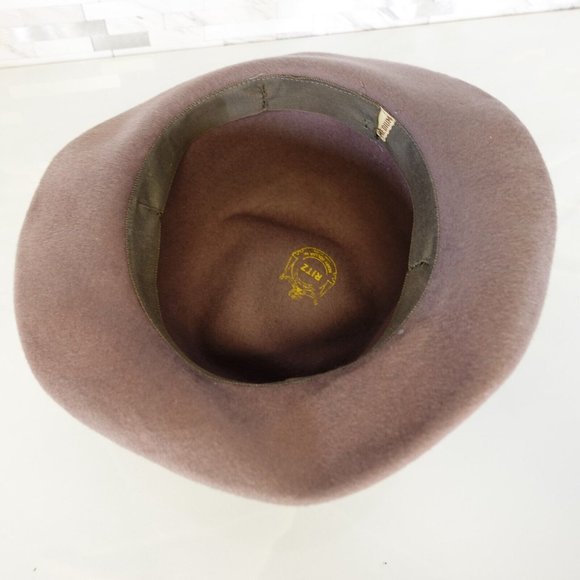 Women Hat Wool Felt Crushable Cloche Designer Brown Medium Henry Pollak Ritz Vtg